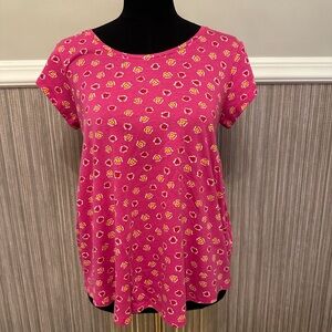 Gudrun Sjödén Pink Floral Tee XS Scandinavian Cotton Top